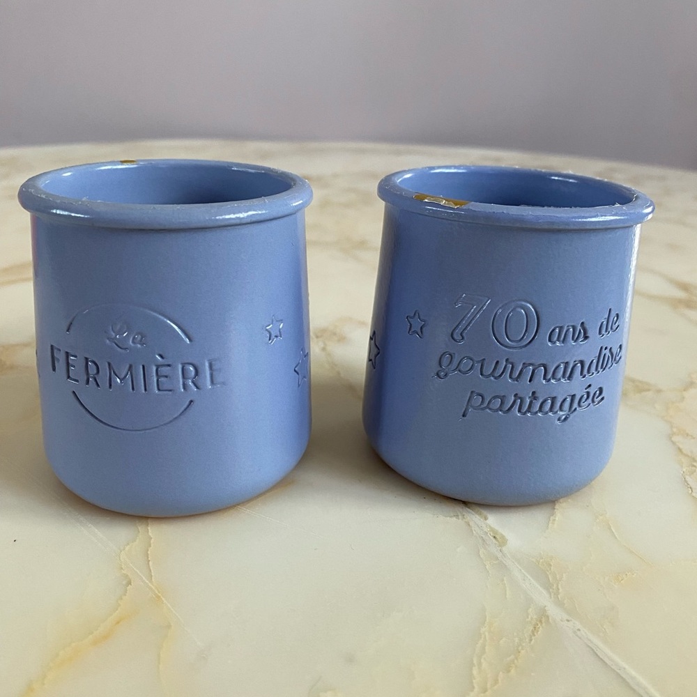 La Fermière limited edition periwinkle terracotta pots.